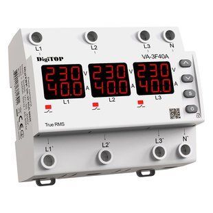 Реле напруги та струму трифазне DigiTOP VА-3F40A RED M6R VA3F40AM6R фото