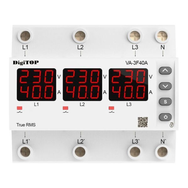 Реле напруги та струму трифазне DigiTOP VА-3F40A RED M6R VA3F40AM6R фото