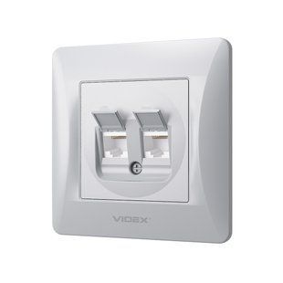 Розетка 2-на комп'ютерна CAT6 срібний шовк VIDEX BINERA VF-BNSK2PC6-SS фото
