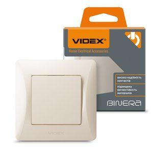 Вимикач 1-клавішний кремовий VIDEX BINERA VF-BNSW1-CR фото