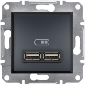 Розетка USB подвійна Asfora Антрацит EPH2700271 фото