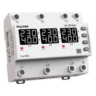Реле напруги та струму трифазне DigiTOP VА-3F40A White M6W VA3F40AM6W фото