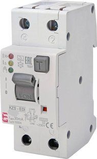 Дифференциальный автоматический выключатель KZS-2M2p EDI B 20/0,03 тип A (10kA) (нижнее подключ.) (нижнее подключ.) 2172407 фото