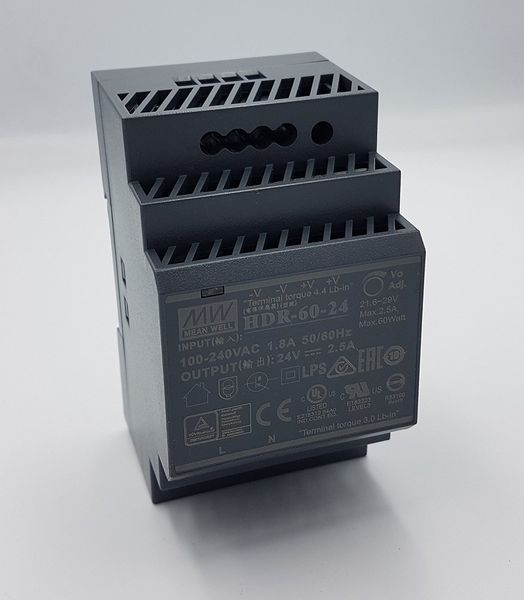 Блок питания Mean Well на DIN-рейку 60W DC24V (HDR-60-24) на DIN-рейку 60W DC24V (HDR-60-24) HDR-60-24 фото