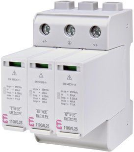 Ограничитель перенапряжения ETITEC EM T12 PV 1100/6,25 Y (для PV систем) ETI 2440580 фото