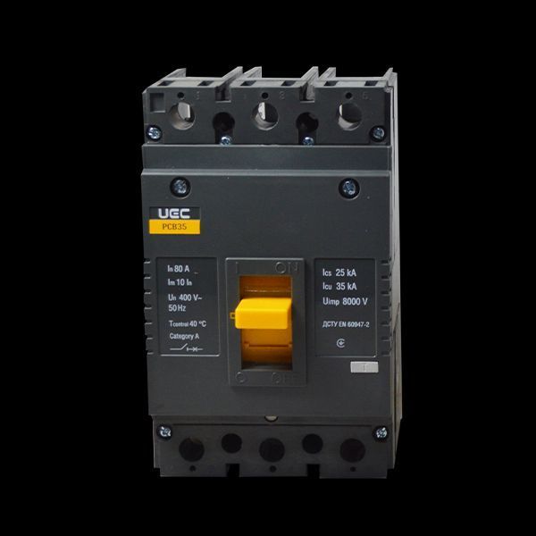 Автоматичний вимикач PCB35 3Р 80А 35кА UEC MCCB-PCB-35-3-0080 фото