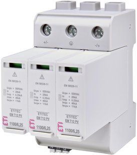 Обмежувач перенапруги ETITEC EM T12 PV 1100/6,25 Y RC (для PV систем) ETI 2440581 фото