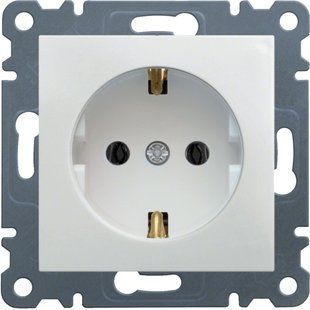 Розетка 1-на з заземленням біла Hager Lumina-2 WL1050 фото