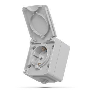 Розетка 1-на з заземлення з кришкою Сіра зовнішня VIDEX BINERA IP65 25185 VF-BNW21G-G фото