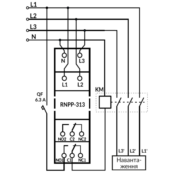 Трифазне реле напруги, перекосу та послідовності фаз RNPP-313 NTRNP3130 фото