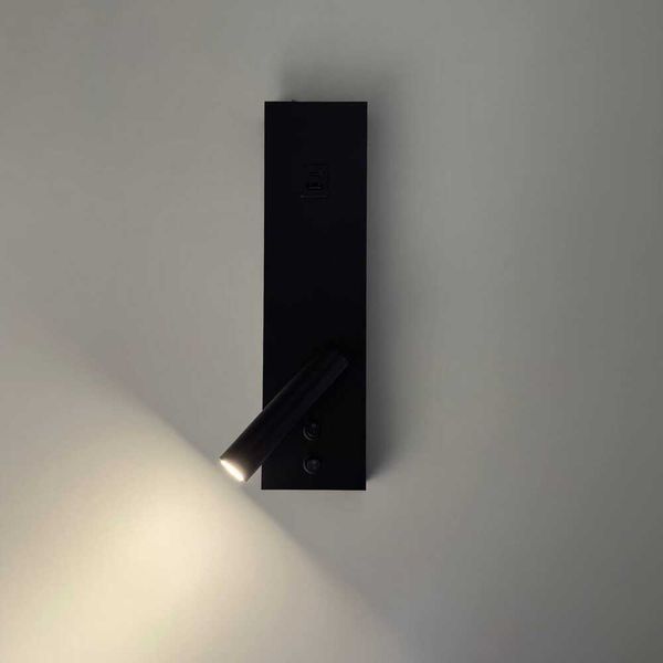 Світильник настінний Violux BITRIX-W USB 15W 3000/4200/6000K 865Lm IP20 чорний 553105 фото