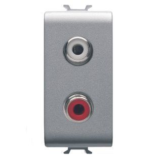 Аудиорозетка Chorusmart RCA, 1 модуль, титан, GEWISS GW14453 фото