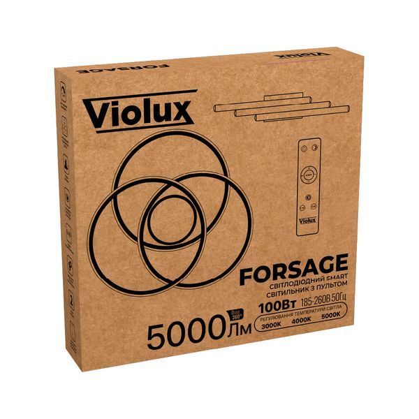Світильник LED smart FORSAGE+пульт круг 100W 3000-5000K IP20 чорний 220765 фото