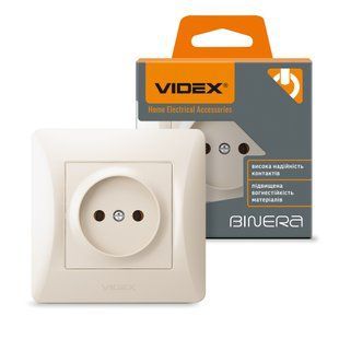 Розетка 1-на без заземлення кремова VIDEX BINERA VF-BNSK1-CR фото