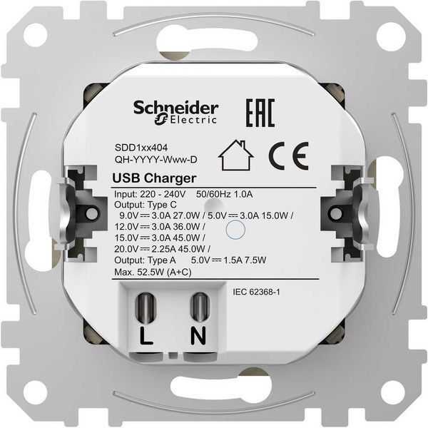 Розетка USB-А + USB-С 3 A 45 Вт Черный Sedna Design SDD114404 фото