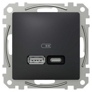 Розетка USB-А + USB-С 3 A 21 Вт Черный Sedna Design SDD114405 фото