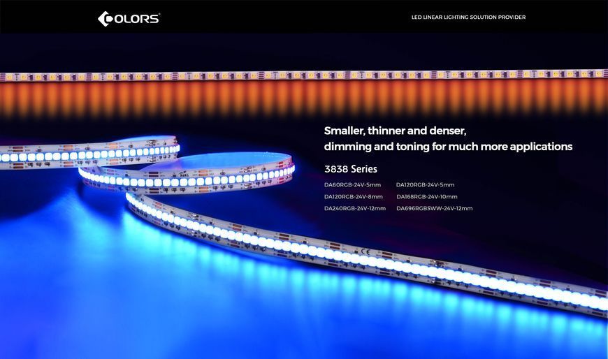 LED стрічка COLORS 120-3838-24V-IP33 10W RGB 5м (DA120RGB-24V-8mm) DA120RGB-24V-8mm фото