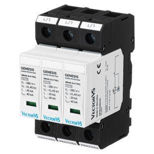 Обмежувач перенапруги Vector VS GENESIS 3P 230/280В AC 40 кА Клас II/Клас C (3+0 TNC) GP3C240CAC фото