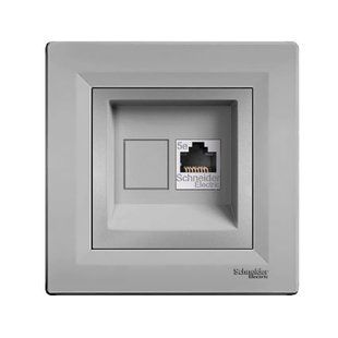 Розетка компьютерна 1-на RJ45 кат.5е UTP, Asfora Алюміній EPH4300161 фото