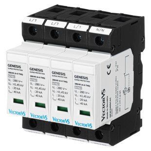 Обмежувач перенапруги Vector VS GENESIS 4P 230/280В AC 40 кА Клас II/Клас C (4+0 TNS) compact GP4C240SCAC фото