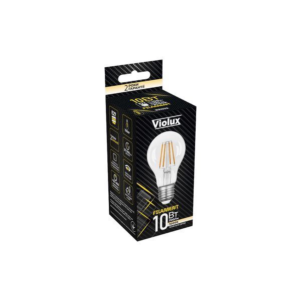 Лампа светодиодная FILAMENT A60 10W E27 3000K VIOLUX 831033 фото