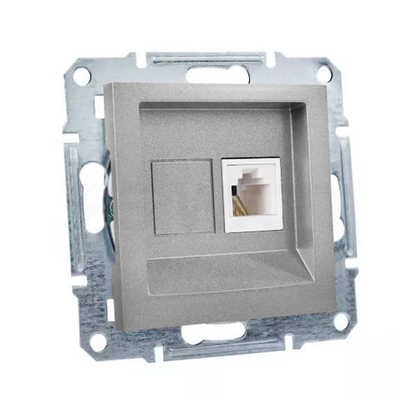 Розетка компьютерная 1-на RJ45 кат.5е UTP, Asfora Алюминий EPH4300161 фото