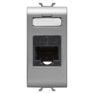 Интернет-розетка Chorusmart RJ45, 1 модуль, CAT.5E UTP, титан, GEWISS GW14421 фото