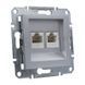 Розетка компьютерная 2-я. RJ45 кат.5е UTP, Asfora Алюминий EPH4400161 фото 2