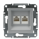 Розетка компьютерная 2-я. RJ45 кат.5е UTP, Asfora Алюминий EPH4400161 фото 1