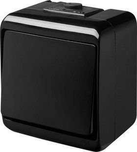 Вимикач 1-клавішний (IP54) чорний VHE-1-BL серія Hermetics, ETI 4668080 фото
