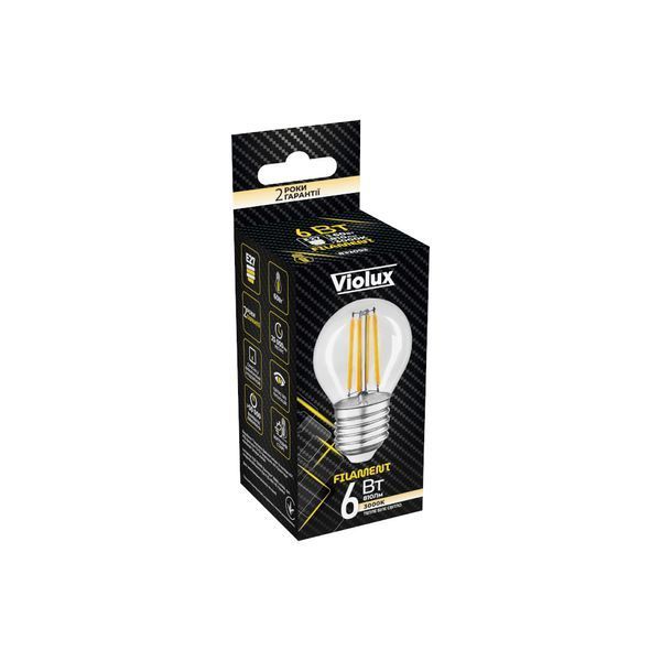Лампа светодиодная FILAMENT G45 6W E27 3000K VIOLUX 832053 фото