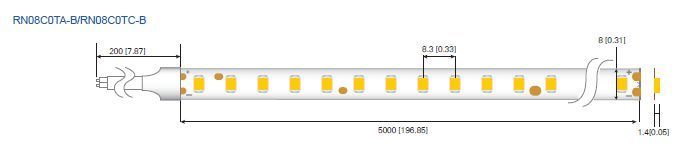 LED стрічка RISHANG 120-2835-24V-IP20 8,6W 818Lm 3000K 50м (RN08C0TC-B-WW_50) RN08C0TC-B-WW_50 фото