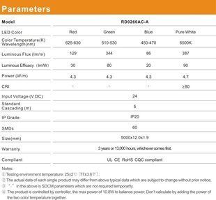 LED лента RISHANG 60-5050-24V-IP20 12.9/4.7W RGB+2700K 5м (RD0260AC-A) RD0260AC-A-RGBSW фото