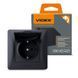 Розетка 1-на з заземленням та кришкою чорний графіт VIDEX BINERA VF-BNSK1GС-BG фото 1