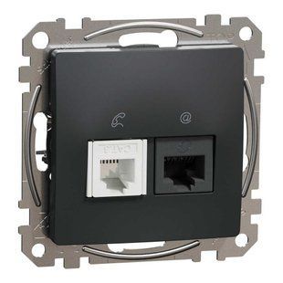 Розетка телекоммуникационная RJ45+RJ11 6UTP Черный Sedna Design SDD114468 фото