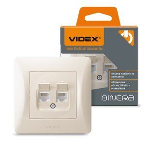 Розетка 2-на CAT6 комп'ютерна кремова VIDEX BINERA VF-BNSK2PC6-CR фото