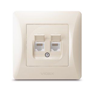 Розетка 2-я CAT6 компьютерная кремовая VIDEX BINERA VF-BNSK2PC6-CR фото
