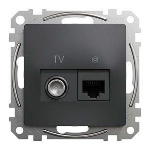 Розетка RJ45 категория 6 UTP -TV Черный Sedna Design Розетка RJ45 категория 6 UTP -TV Черный Sedna Design SDD114469T фото
