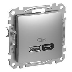 Розетка USB-А+USB-С 3 A 45 Вт Алюминий Седна Дизайн 45 Вт Алюминий Sedna Design SDD113404 фото