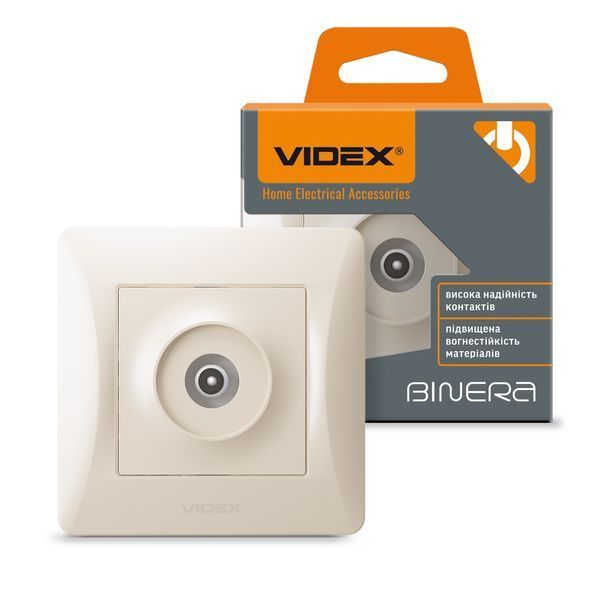 Розетка TV 1-я телевизионная кремовая VIDEX BINERA VF-BNSK1TVME-CR фото