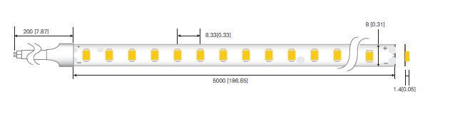 LED лента RISHANG 120-3014-24V-IP20 8.6W 836Lm 3000K 5м (RD08C0GC-WW) RD08C0GC-WW фото