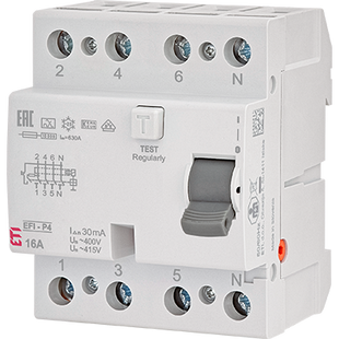 Реле диференційне (ПЗВ) EFI6-P4 4P/63A 30mA тип AC (6kA) 2061653 фото