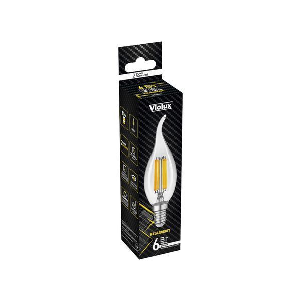 Лампа LED FILAMENT С37 6W E14 4000K на вітру VIOLUX 833084 фото