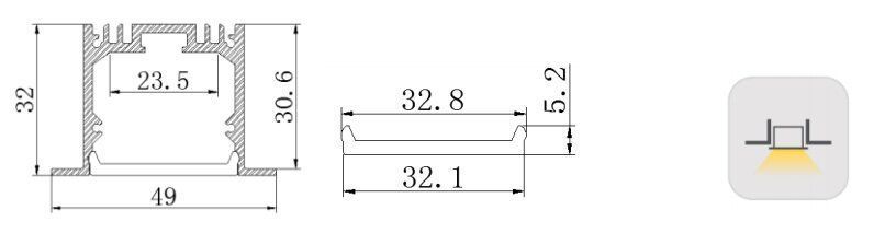 LED-профіль врізний LE4932 (2,5 метра) LE4932(2,5) фото