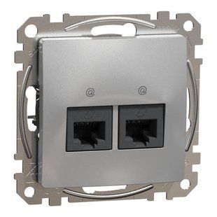Розетка компьютерная двойная RJ45 категория 5E UTP Алюминий Sedna Design SDD113452 фото