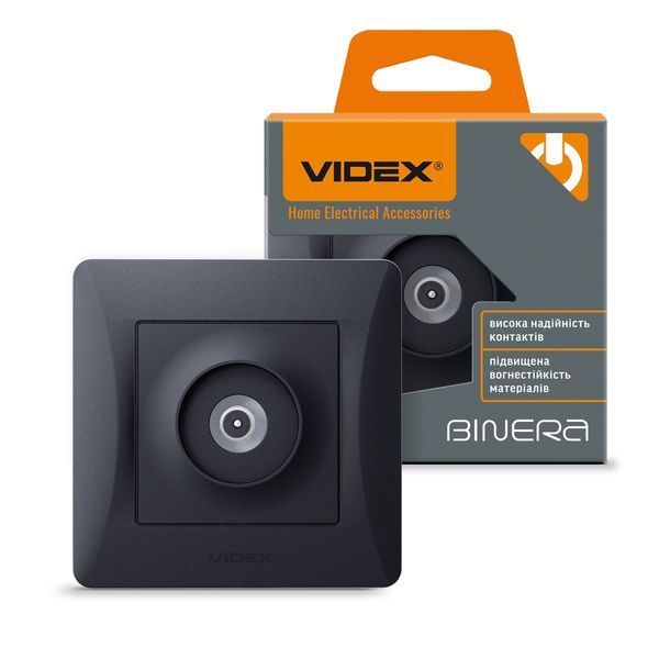 Розетка 1-на TV телевізійна чорний графіт VIDEX BINERA VF-BNSK1TVME-BG фото