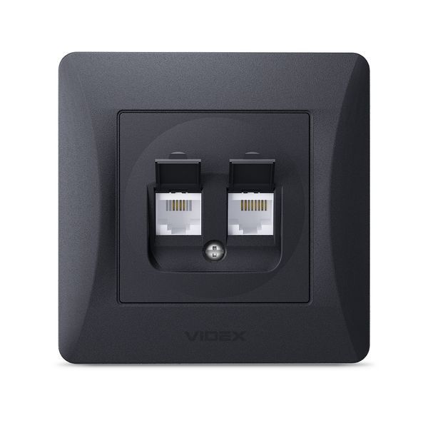 Розетка CAT6+CAT3 двойная черный графит VIDEX BINERA VF-BNSK2PC6TF3-BG фото