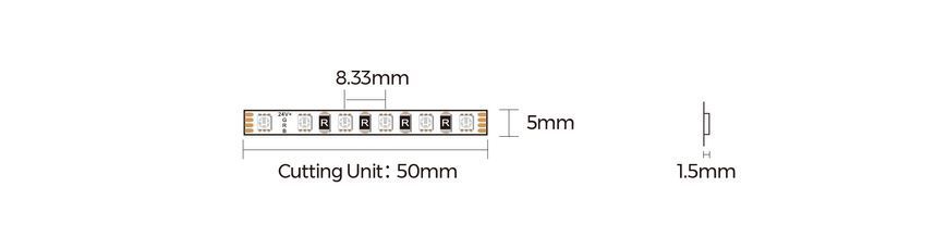LED стрічка COLORS 120-3838-24V-IP20 7.5W 290Lm RGB 5м (DA120RGB-24V-5mm) DA120RGB-24V-5mm фото