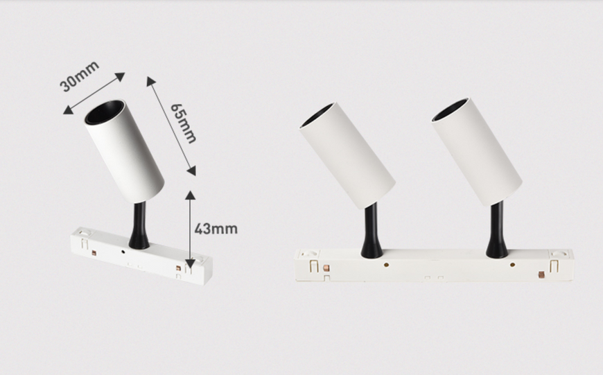 Магнітний трековий світильник 2&times;3Вт 40&deg; CREE1304 480Лм, перемикання 3000K/4000K, білий з чорною вставкою ALMG-M03-2 3K/4K WH фото