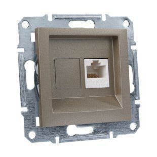 Компьютерная розетка 1. Rj45 cat.5e utp asfora bronze EPH4300169 фото